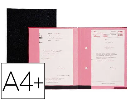 Parapheur extendos série 230 pvc 18 compartiments buvard rose 240g dos extensible feuillets simples A4+ 240x320mm noir