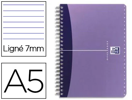 Répertoire oxford reliure intégrale couverture pelliculée lavable polypropylène A5 148x210mm 180 pages ligné 7mm