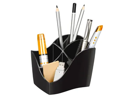 Pot multifonctions cep ellypse polystyrène antichoc 4 compartiments pour 45 crayons 1 case vrac 118x89x98mm noir