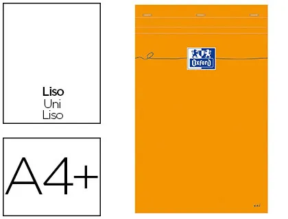 Bloc bureau oxford A4+ papier vélin surfin agrafé en tête couverture enveloppante 210x320mm 80f 80g coloris orange