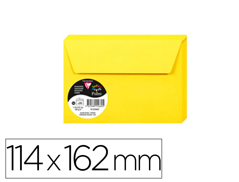 Enveloppe visite clairefontaine pollen c6 114x162mm 120g jaune soleil étui 20 unités