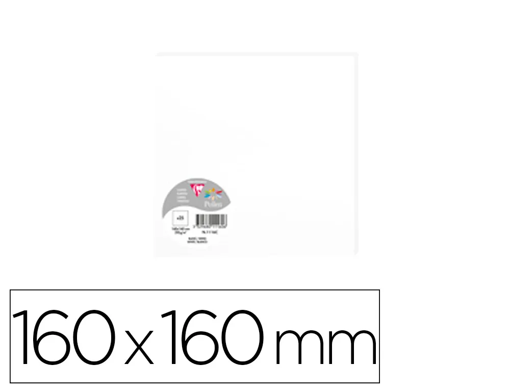 Carte visite clairefontaine pollen 160x160mm coloris blanc étui 25 unités