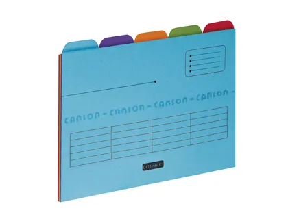 Sous-dossier oxford ultimate carte canson 240g renforcée fibre coton 5 onglets 100f/onglet pack 25 unités assorties
