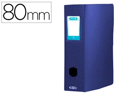 Boîte classement oxford memphis polypropylène opaque 7/10e dos 80mm bouton pression coloris bleu