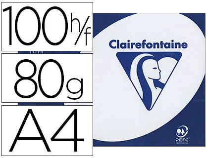 Papier clairefontaine clairalfa extra blanc A4 80g blancheur 170 opacité 93 rigidité 135 100 feuilles
