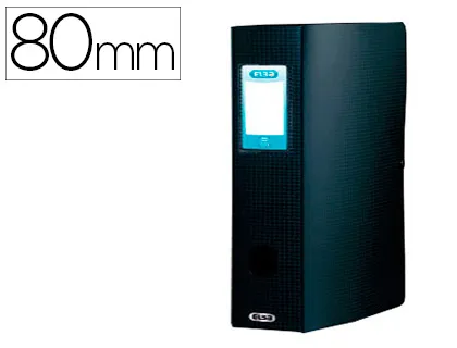 Boîte classement oxford memphis polypropylène opaque 7/10e dos 80mm bouton pression coloris noir