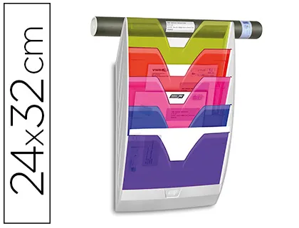 Corbeille murale cep ensemble monobloc 5 cloisons 350x128x580mm dimensions case 325x26mm kit fixation multicolore blanc