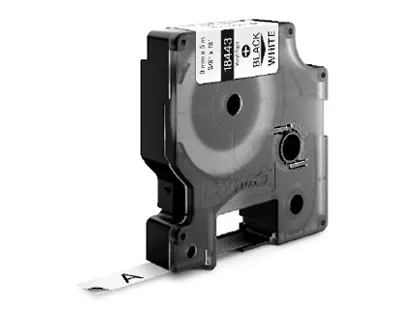 Ruban titreuse dymo industriel rhino support polyester 12mmx5.5m coloris impression noir/blanc