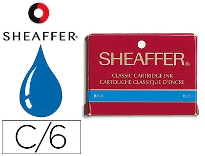 Cartouche sheaffer courte encre bleue effaçable étui 6 unités