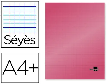 Cahier piqué liderpapel couverture plastique souple A4+ 24x32cm 96 pages seyes coloris rouge