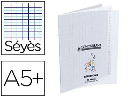 Répertoire conquérant classique couverture polypropylène agrafé 170x220mm 96 pages 90g seyes