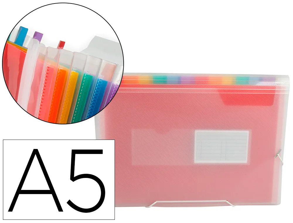 Trieur liderpapel série spectrafile pp 700 microns A5 148x210mm 13 compartiments couleur coloris frosty transparent