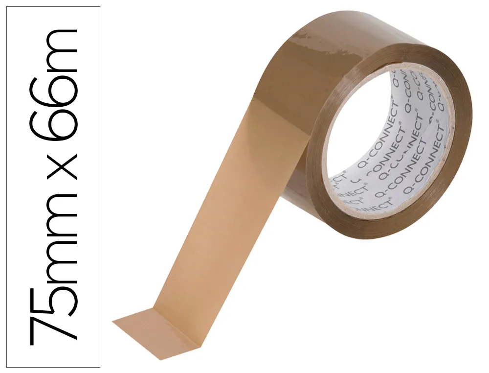 Ruban adhésif Q-Connect polypropylène 45 microns 66mx75mm pour emballage coloris havane