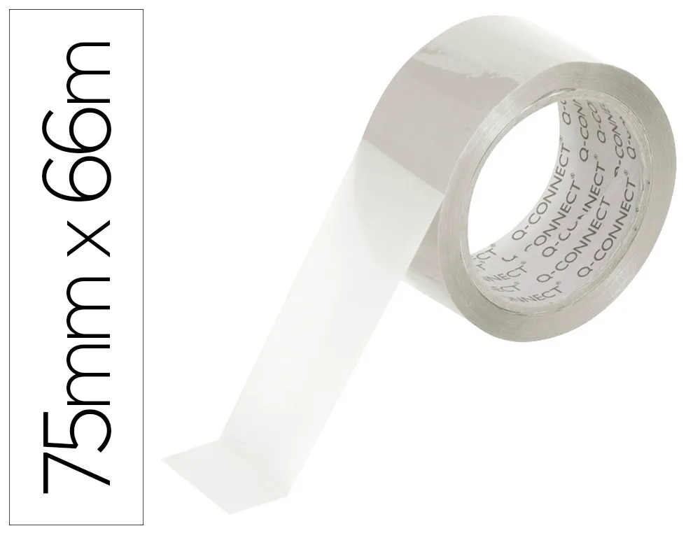 Ruban adhésif Q-Connect polypropylène transparent 45 microns 66mx75mm pour emballage