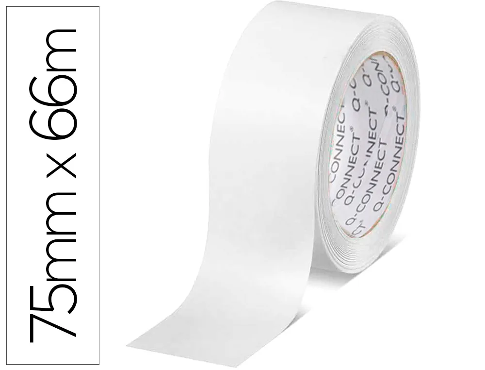 Ruban adhésif Q-Connect polypropylène 45 microns 66mx75mm pour emballage coloris blanc