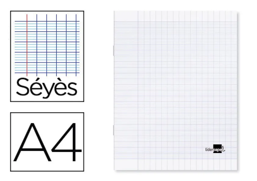 Cahier piqué liderpapel couverture plastique souple A4 21x29,7cm 96 pages seyes incolore