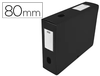 Boîte classement oxford memphis polypropylène 7/10e à plat 240x320mm dos 80mm bouton pression coloris noir