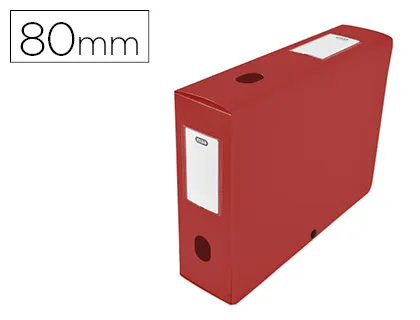Boîte classement oxford memphis polypropylène 7/10e à plat 240x320mm dos 80mm bouton pression coloris rouge