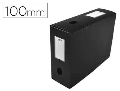 Boîte classement oxford memphis polypropylène 7/10e à plat 240x320mm dos 100mm bouton pression coloris noir