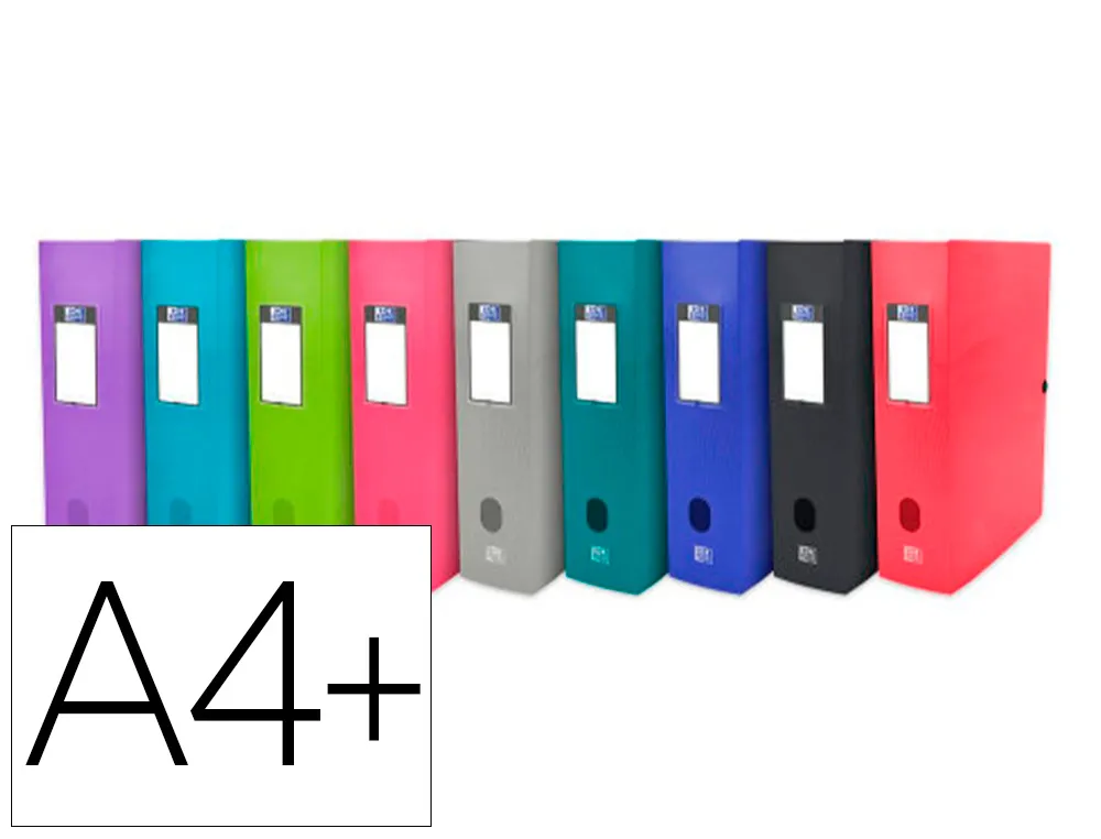 Boîte classement oxford osmose polypropylène a4+ 250x335mm dos 80mm capacité 600f coloris assortis 9 unités
