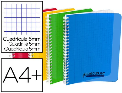 Reliure intégrale conquérant polypropylène 240x320mm 100p seyès 90g