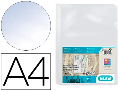 Pochette coin elba pvc 15/100e incolore transparent A4 découpe coup de pouce lot 10 unités