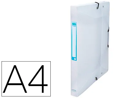 Boîte classement elba hawaï kangourou polypropylène transparent 7/10e format A4 dos 25mm élastique étiquette