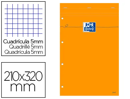 Bloc bureau oxford A4+ agrafé papier optik paper extra-blanc 80g 21x32cm 80f perforées détachables 5x5mm marge