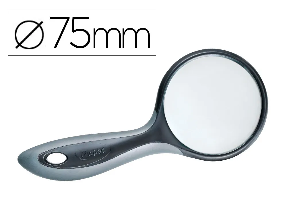 Loupe maped scolaire verre optique fumé 75mm diamètre grossissement par 3 anti-déformation coloris noir