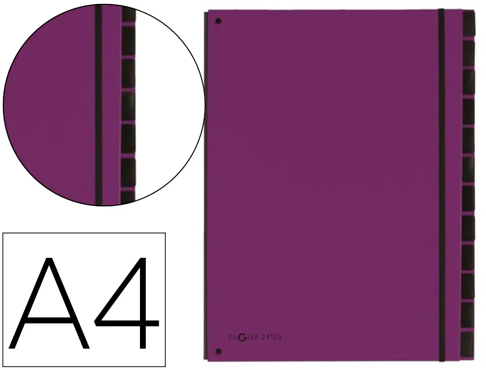Trieur durable carte rigide A4 12 compartiments coloris violet