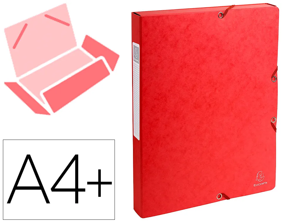 Boîte classement exacompta exabox carte lustrée 7/10e A4+ 25x33cm dos 2,5mm coloris rouge