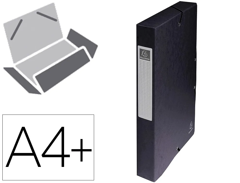 Boîte classement exacompta exabox carte lustrée 7/10e A4+ 25x33cm dos 4cm coloris noir