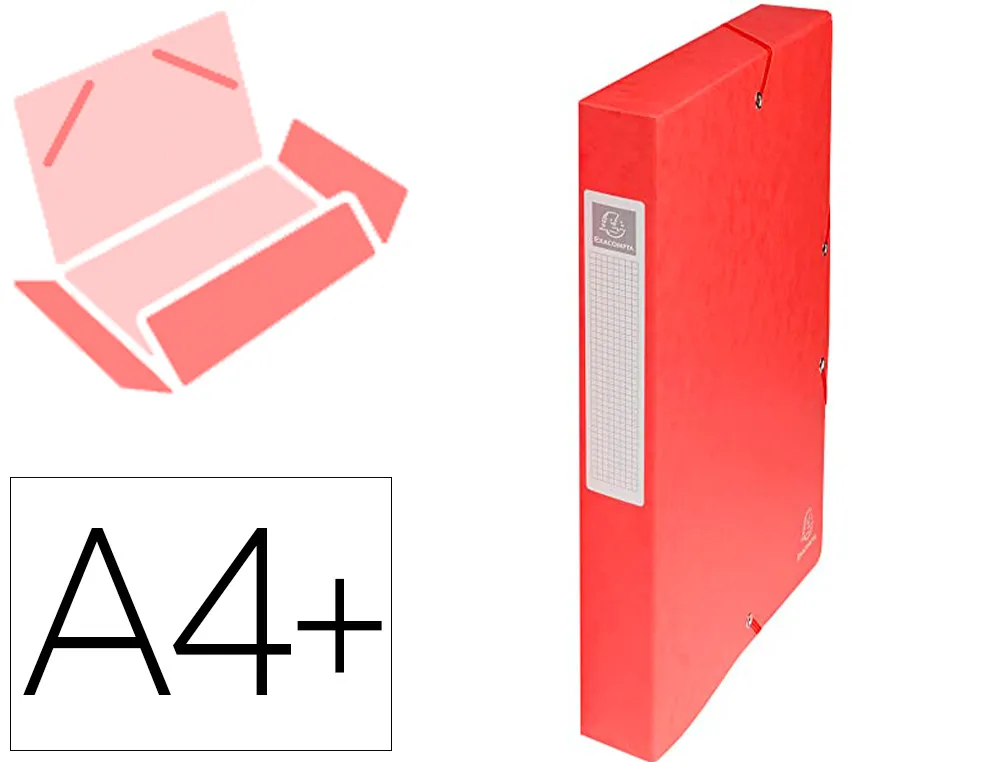 Boîte classement exacompta exabox carte lustrée 7/10e A4+ 25x33cm dos 6cm coloris rouge