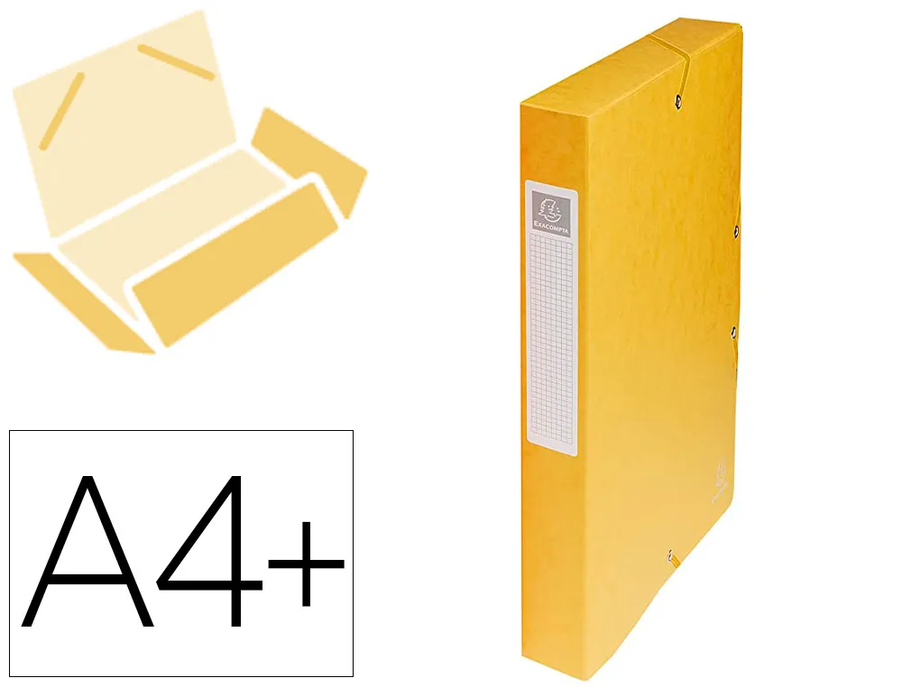 Boîte classement exacompta exabox carte lustrée 7/10e A4+ 25x33cm dos 4cm coloris jaune