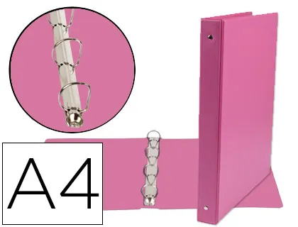 Classeur liderpapel 4 anneaux ronds 25mm A4 carton rembordé pvc coloris fuchsia