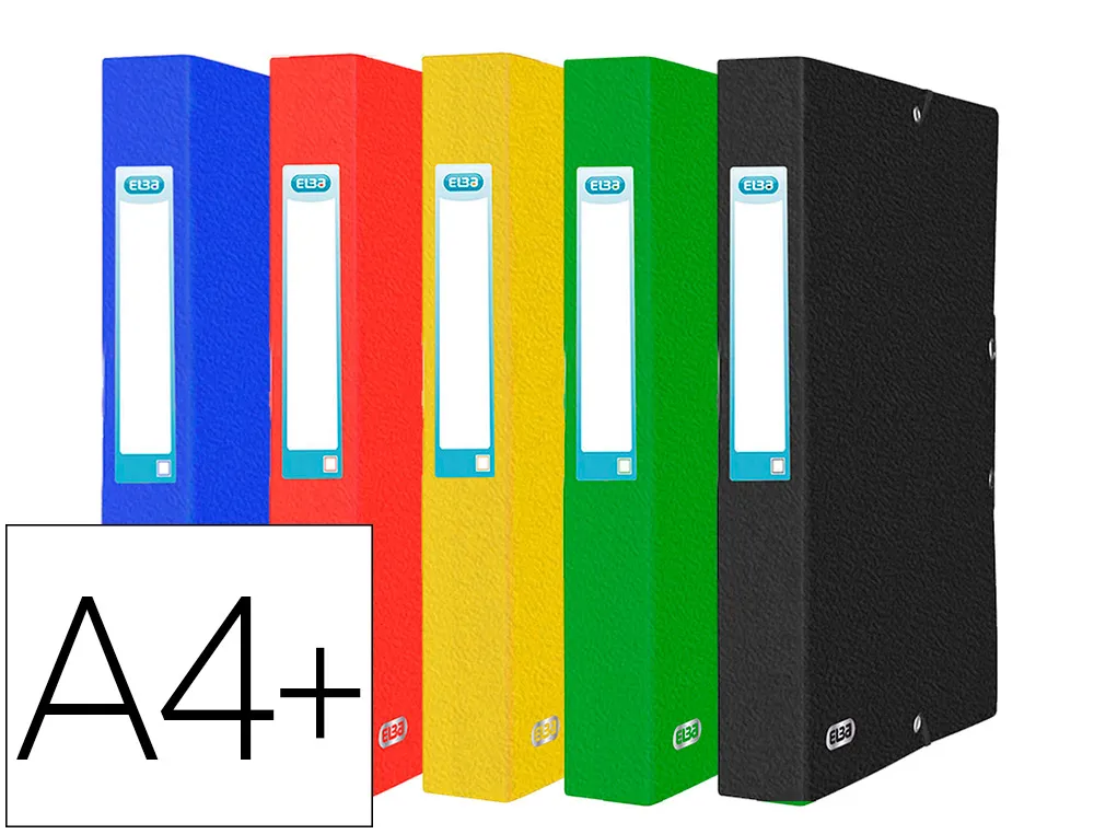 Boite classement elba eurofolio carte grainee 600g 7/10e A4+ dos 40mm 3 rabats elas etiq dorsale assortis - paq de 10un