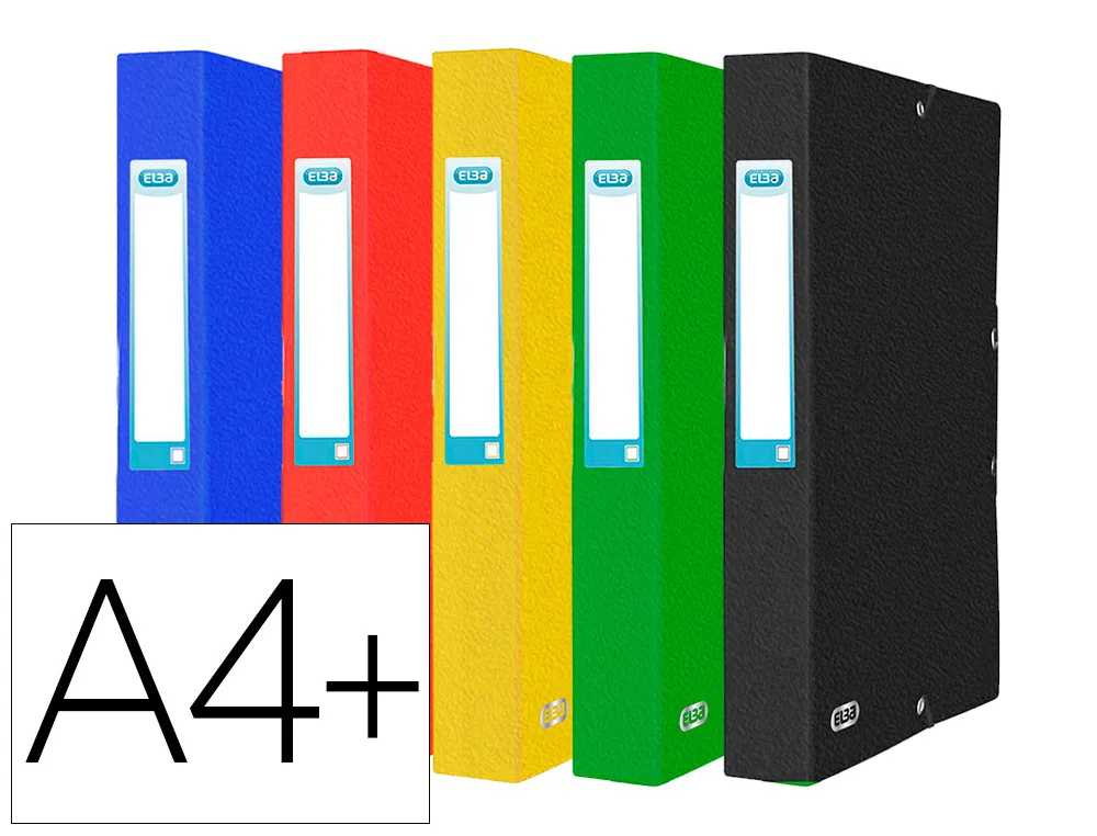Boite classement elba eurofolio carte grainee 600g 7/10e A4+ dos 60mm 3 rabats elas etiq dos assortis - paq de 10un