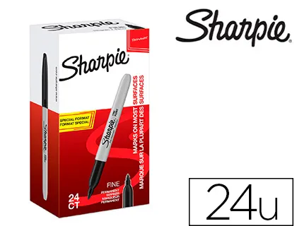 Marqueur permanent sharpie papier plastique métal multisurfaces pointe fine coloris noir value pack 20+4 unités