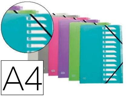 Trieur elba hawai polypropylene translucide A4 12 positions indexation onglets neutres elastique