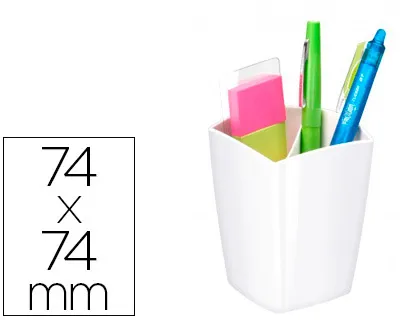 Pot à crayons cep riviera polystyrène antichoc très brillant design contemporain 32 crayons 74x74x95mm coloris blanc