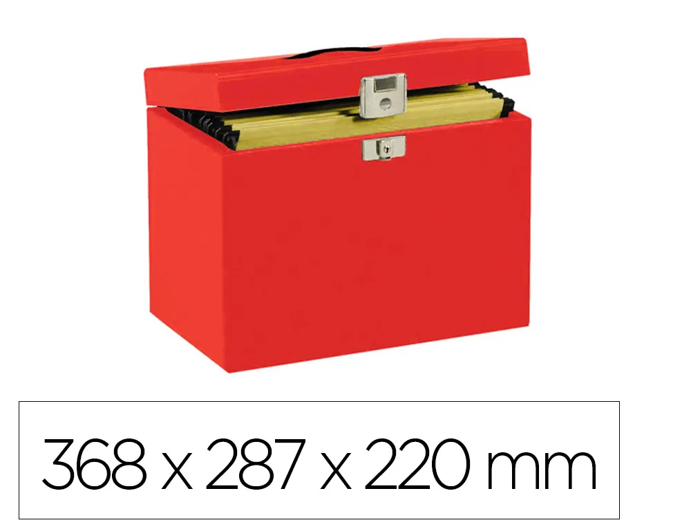 Valisette pierre henry metal 368x287x220mm 5 dossiers suspendus format A4 index plastique 40mm coloris rouge