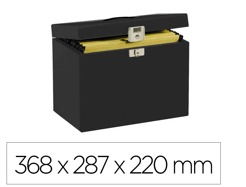 Valisette pierre henry metal 368x287x220mm 5 dossiers suspendus format A4 index plastique 40mm coloris noir