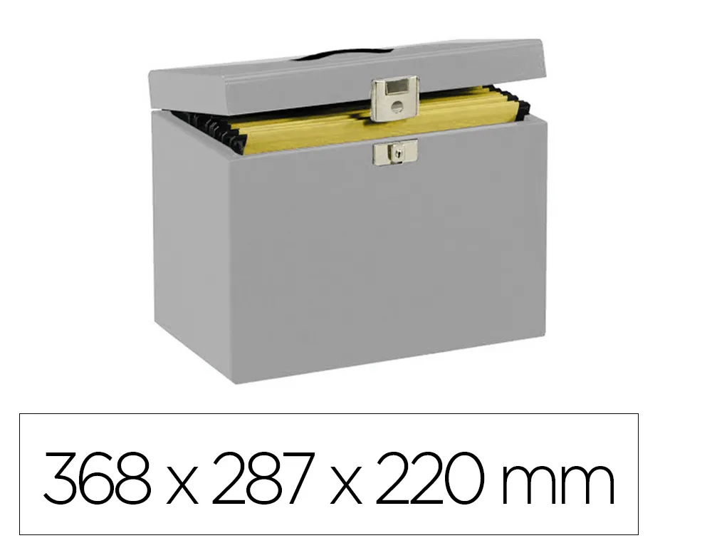 Valisette pierre henry metal 368x287x220mm 5 dossiers suspendus format A4 index plastique 40mm coloris alu