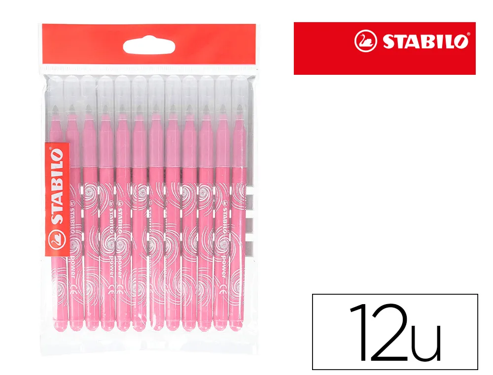 Feutre coloriage stabilo power recharge coffret schoolpack pointe moyenne bloquée coloris rose chair pochette de 12un