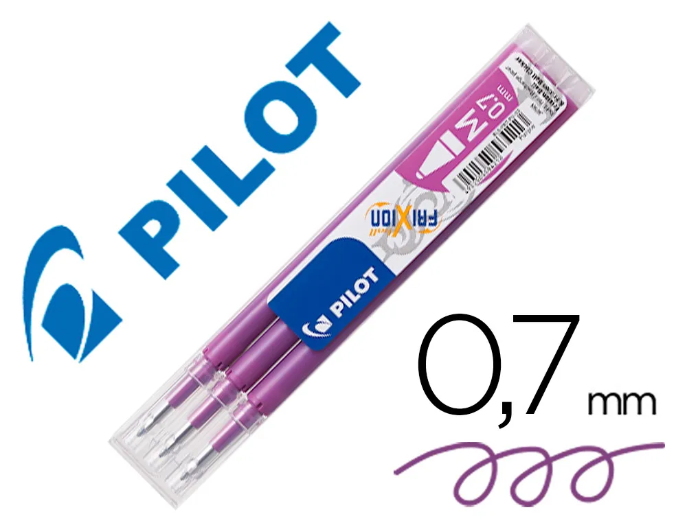 Recharge pilot frixion ball pointe moyenne coloris mauve set 3 unites