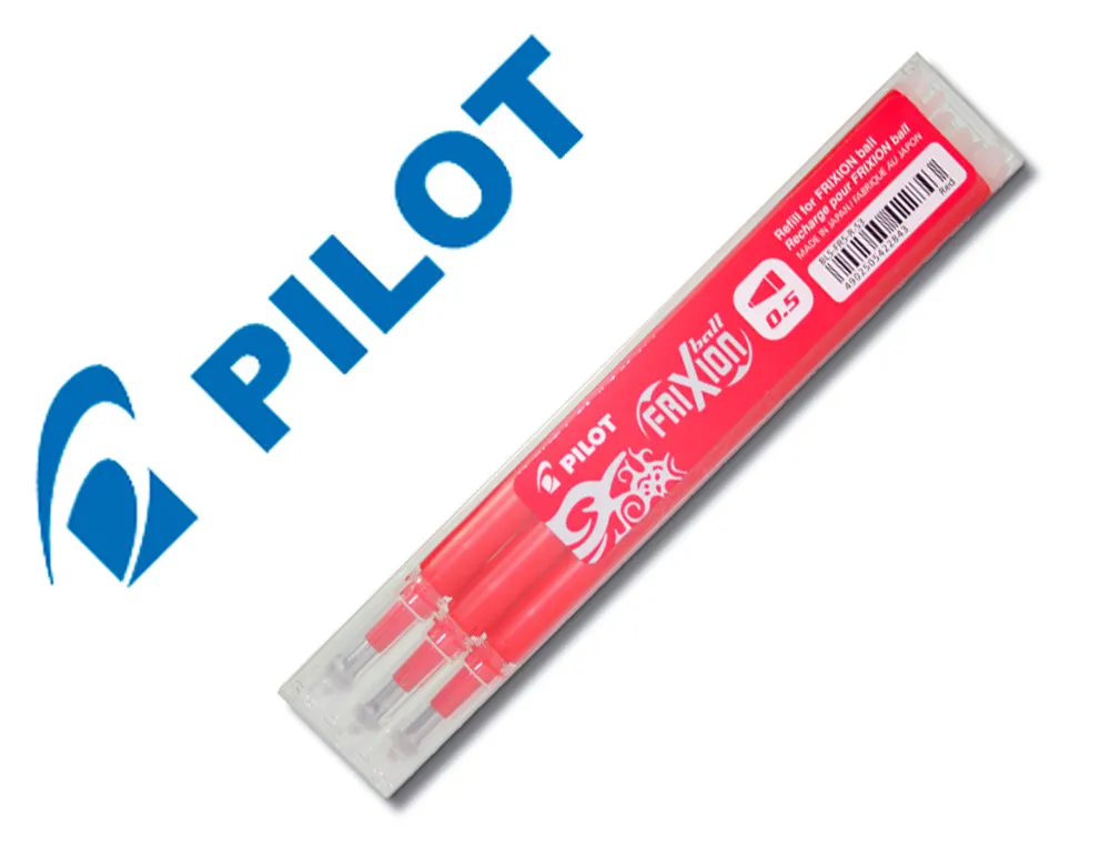 Recharge roller pilot frixion ball pointe fine coloris rouge set 3 unités