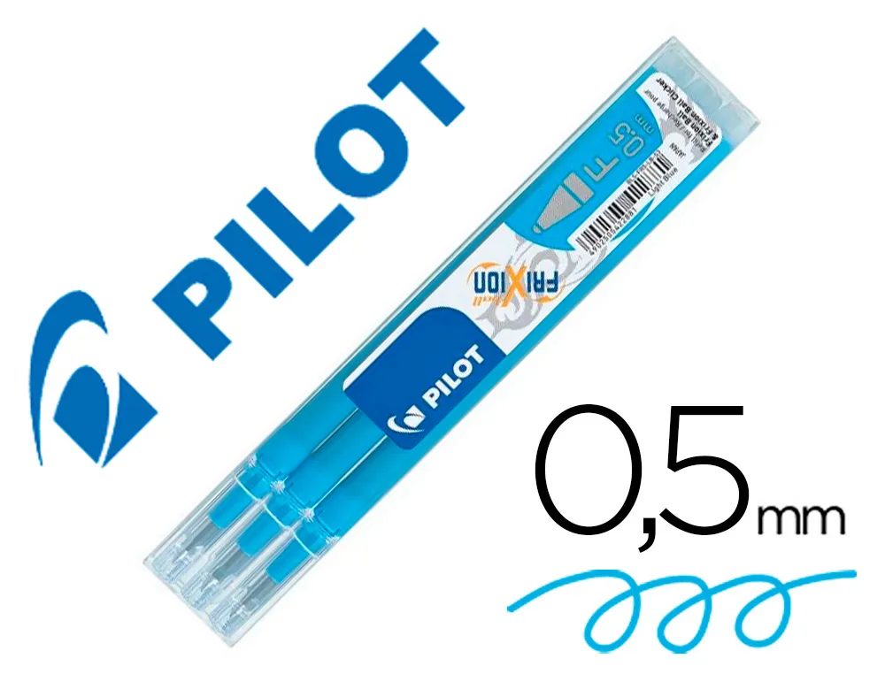 Recharge roller pilot frixion ball pointe fine coloris turquoise set 3 unités