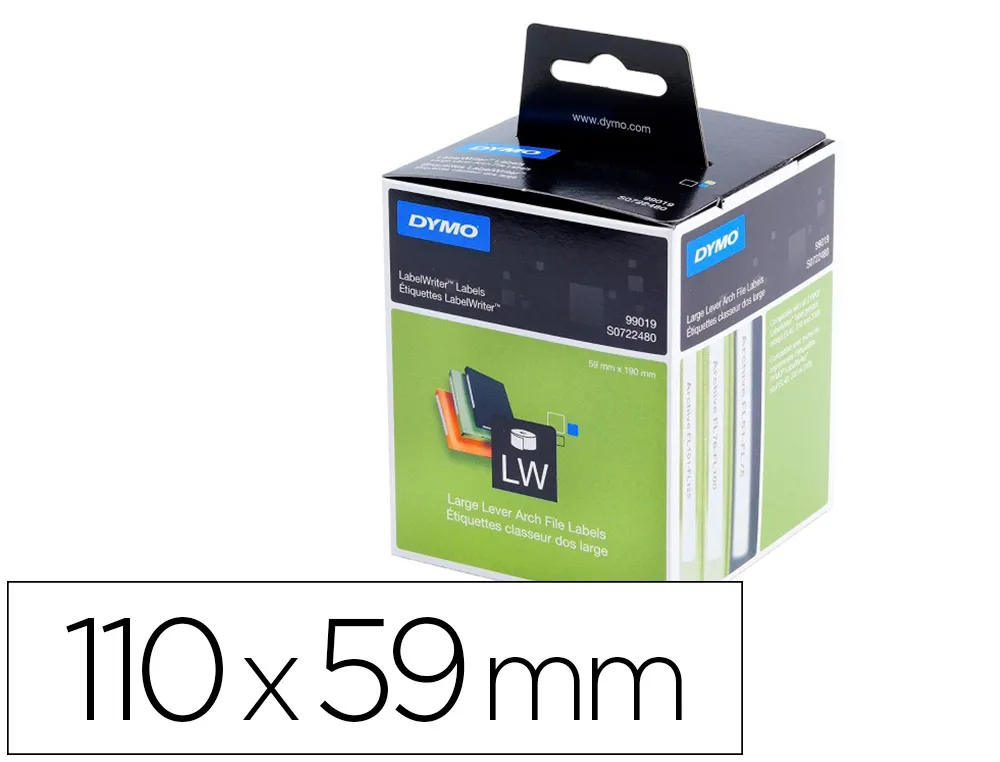 Ruban etiquettes dymo labelwriter adhesive permanente 110x59mm coloris blanc 110 unites