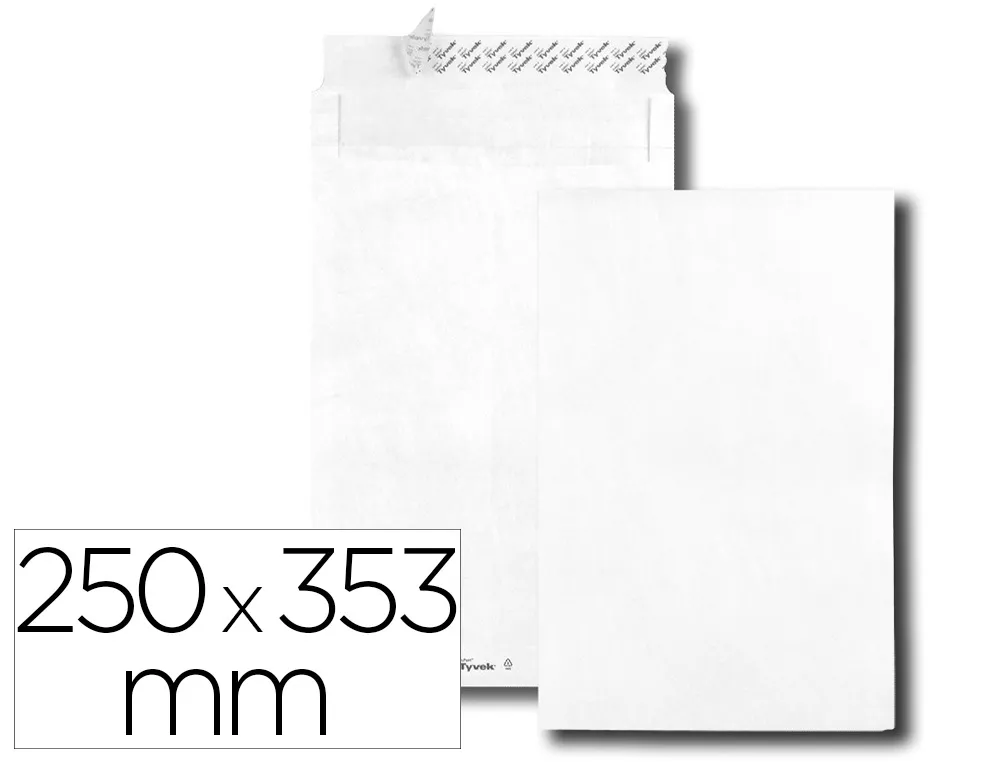 Pochette gpv tyvek à soufflets 38mm 250x353mm indechirable bande de protection paquet 20 unites