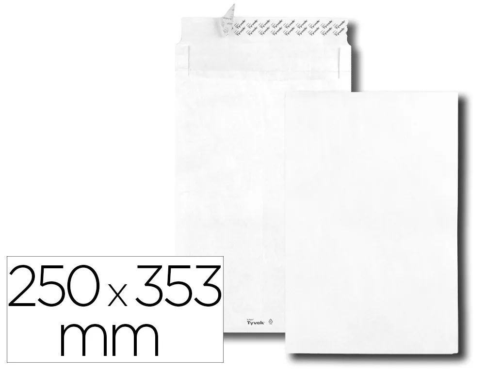 Pochette gpv tyvek à soufflets 38mm 250x353mm indechirable bande de protection paquet 100 unites